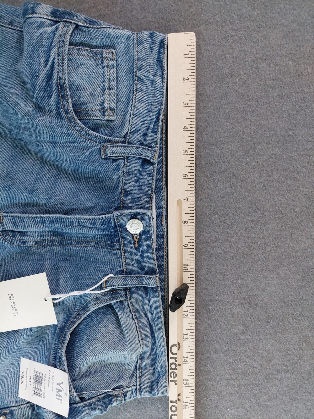 NWT YMI Studded Relaxed Wide Leg Jeans Medium Tint Size 7 28 High Rise Jeans - Picture 6 of 12